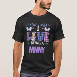 NINNY I Love Being a Grandmother Pink Plaid Easter T-Shirt