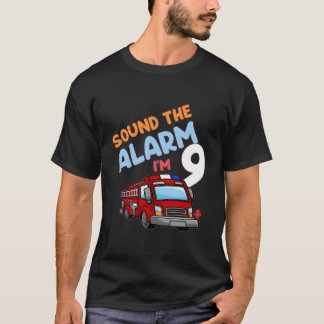 Ninth 9Th Birthday Firefighter Fire Truck Nine 9 Y T-Shirt