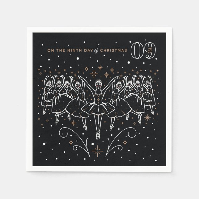 Ninth Day of Christmas Party Paper Napkins (Front)