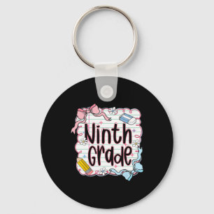 Ninth Grade Back To School For Girls Pink Notebook Keychain