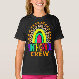 Ninth Grade Crew Rainbow Leopard Back To School T-Shirt