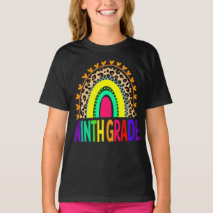 Ninth Grade Rainbow Leopard Back To School T-Shirt