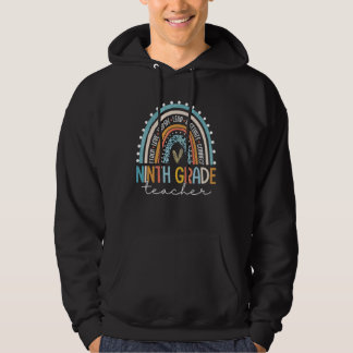 Ninth Grade Teacher Teach Love Inspire Rainbow Fir Hoodie