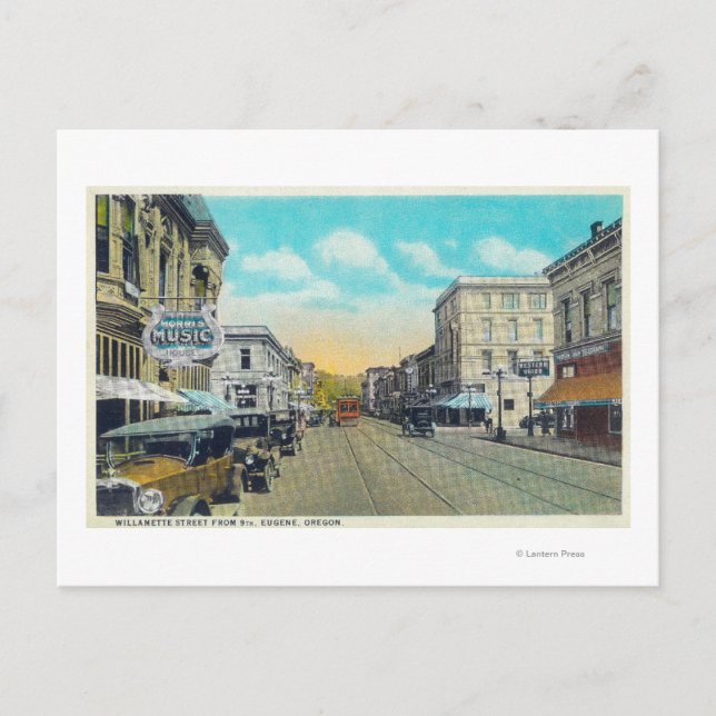 Ninth Street View of Willamette Street Postcard (Front)