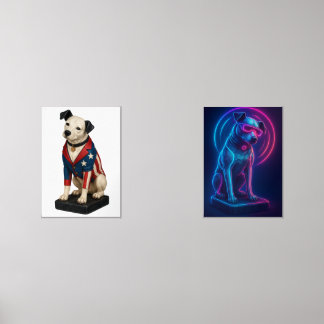 Nipper RCA Victor Chien Art dans American Flag Bla