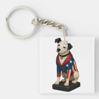 Nipper RCA Victor Dog Art in American Flag Blazer Keychain