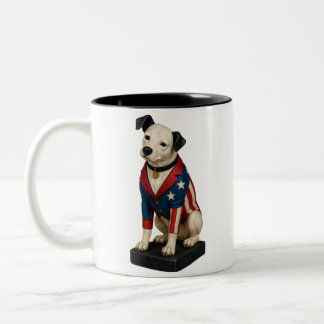 Nipper RCA Victor Dog Art in American Flag Blazer Two-Tone Coffee Mug