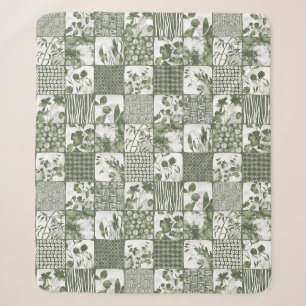 Nippon Cheater Quilt Olive Sage Green White Sherpa Blanket