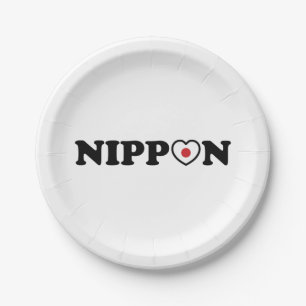 Nippon Love Heart Flag Paper Plate