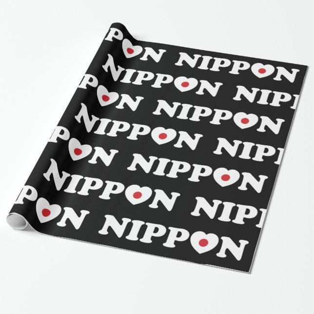 Nippon Love Heart Flag Wrapping Paper (Unrolled)