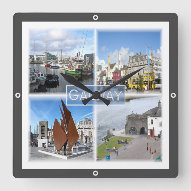 NIR004 GALWAY, Ireland, Square Wall Clock (Front)