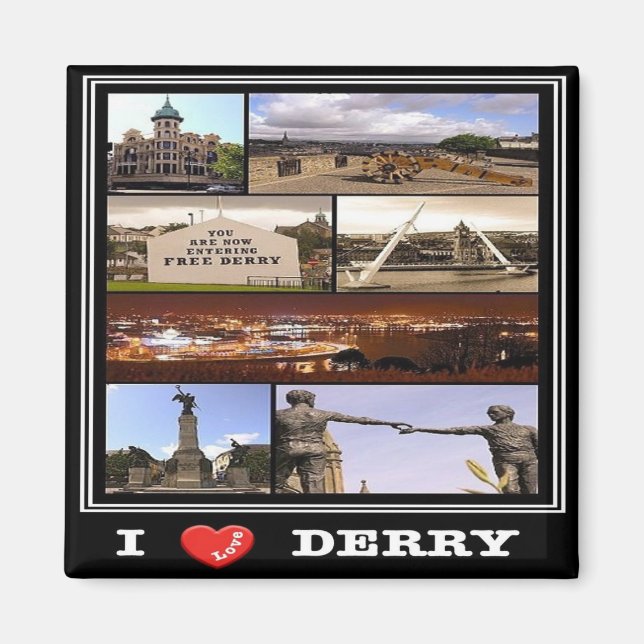 NIR015 DERRY "I LOVE", Northern Ireland, Fridge Magnet (Front)