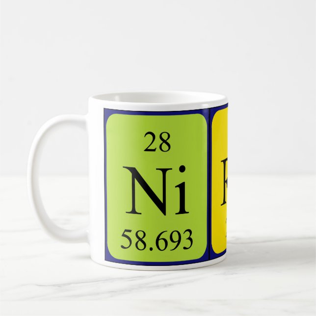 Nirav periodic table name mug (Left)