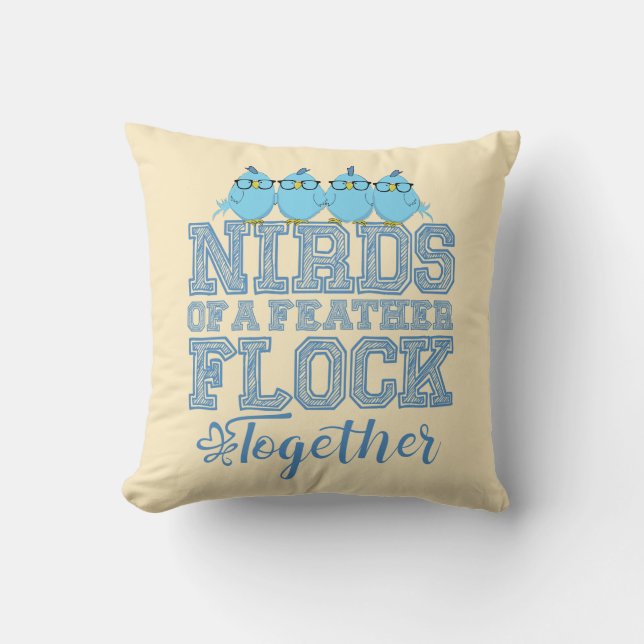 Nirds of a feather throw pillow (Front)