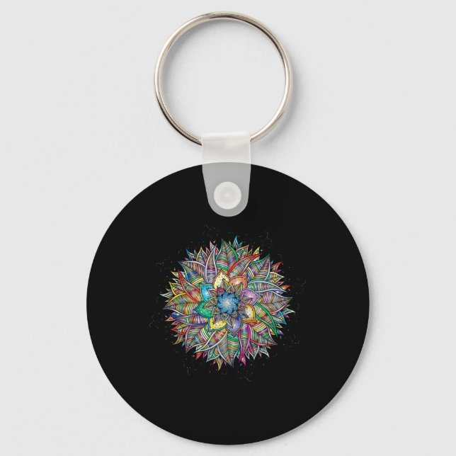 Nirvana Mandala Geometry Sacred Fractal Art Yoga M Keychain (Front)