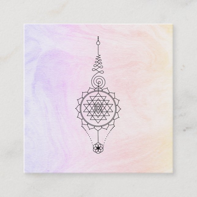 *~* Nirvana Pastel Marble Reiki Healing Ombre Square Business Card (Front)