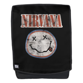 Nirvana Red White & Blue Smiley Face Backpack