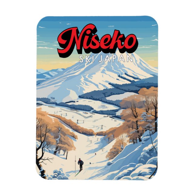 Niseko Hokkaido Japan Winter Travel Art Vintage Magnet (Vertical)