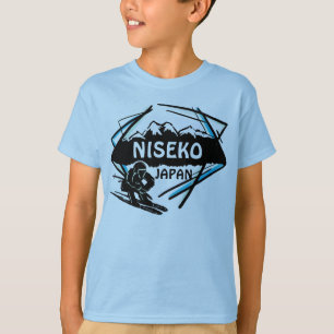 Niseko Japan blue boys ski logo art tee