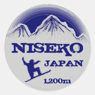 Niseko Japan blue snowboard art souvenir stickers