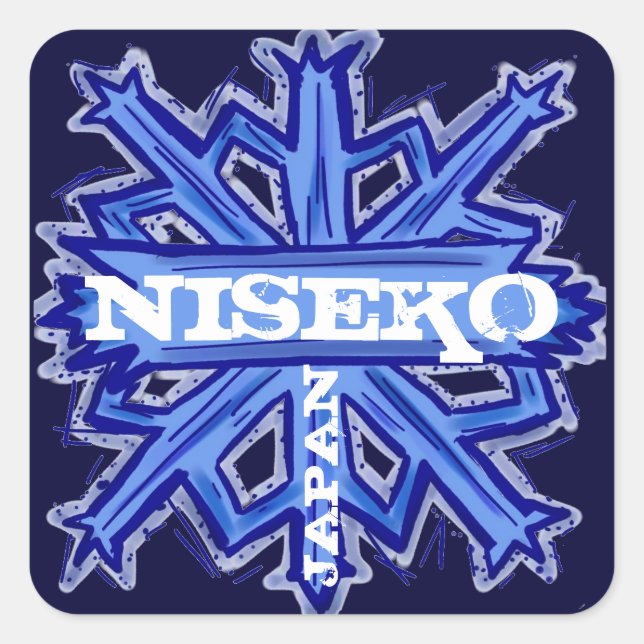Niseko Japan blue snowflake art stickers (Front)