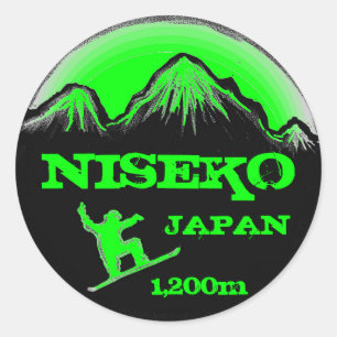 Niseko Japan green snowboard art souvenir stickers