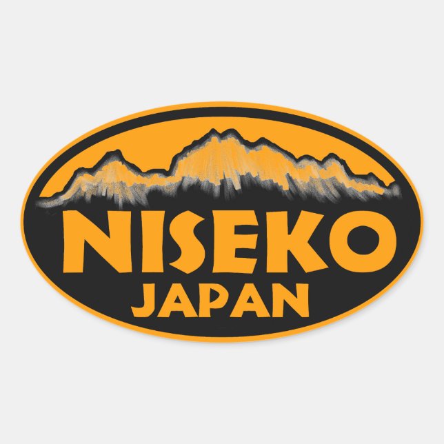 Niseko Japan orange oval stickers (Front)