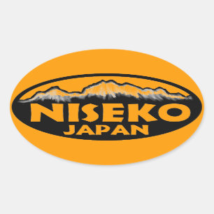 Niseko Japan orange oval stickers