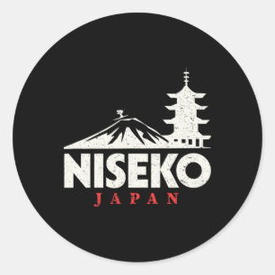 Niseko Japan Ski Resort Retro Skiing Snowboarding  Classic Round Sticker