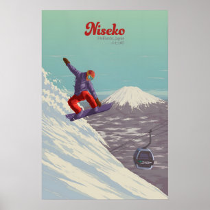 Niseko Japan Snowboarding Travel Poster