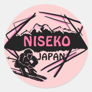 Niseko Japon logo rose ski art autocollants