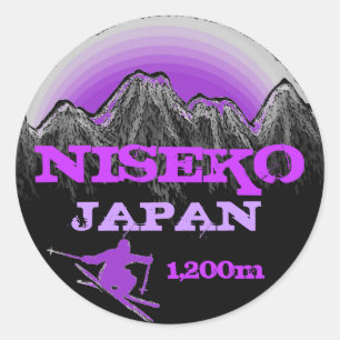 Niseko Japon stickers d'art de ski violet