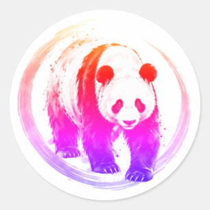 Nishiki Series - Neon Sumi-e Walking Panda Sticker