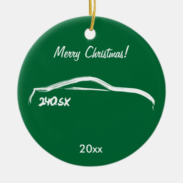 Nissan 240SX white silhouette Ceramic Ornament (Front)