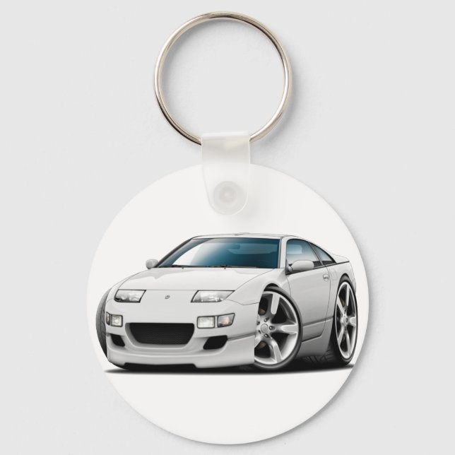 Nissan 300ZX White Car Keychain (Front)