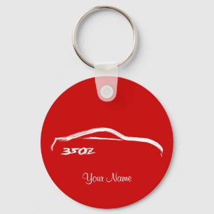 Nissan 350Z White Brush stroke Logo Keychain