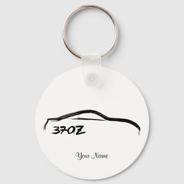 Nissan 370Z Logo with Black Background (white/blk) Keychain (Front)