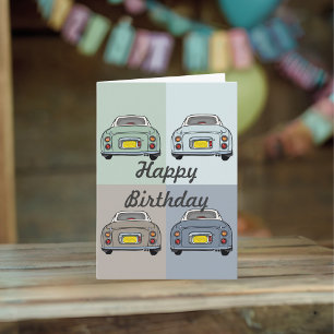 Nissan Figaro Cars Happy Birthday Greeting Card