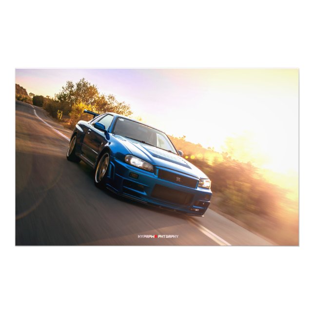 Nissan GT-R R34 Skyline Spec Nur in California Photo Print (Front)