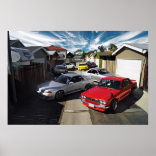 Nissan GT-R R35, R34, R33, R32 & Hakosuka HERITAGE Poster
