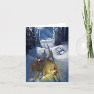 Nisseman in Scandinavian landscape Holiday Card