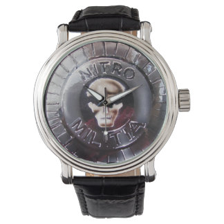NITRO MILITIA montre en cuir noir