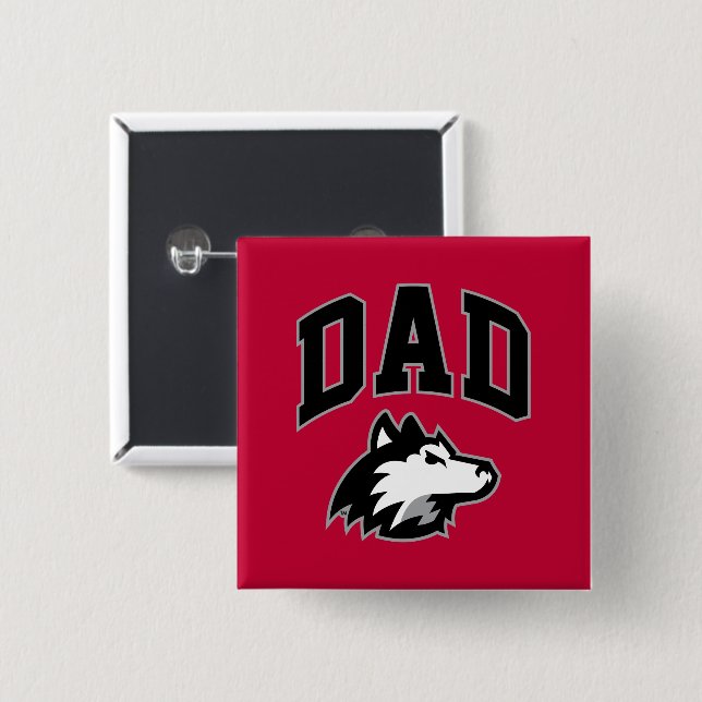 NIU Huskies Dad 2 Inch Square Button (Front & Back)