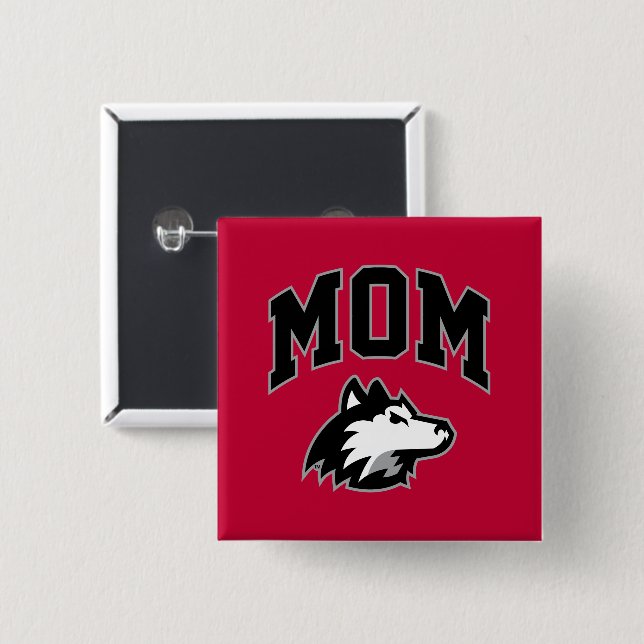 NIU Huskies Mom 2 Inch Square Button (Front & Back)