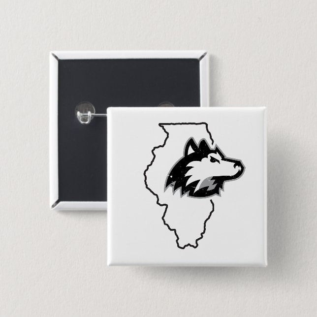 NIU Huskies State Love 2 Inch Square Button (Front & Back)