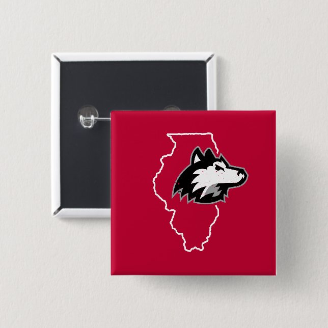 NIU Huskies State Love 2 Inch Square Button (Front & Back)