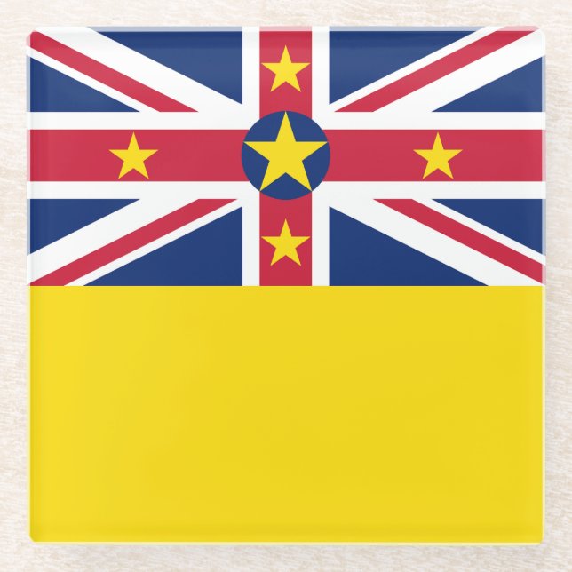 Niue Flag Glass Coaster (Front)