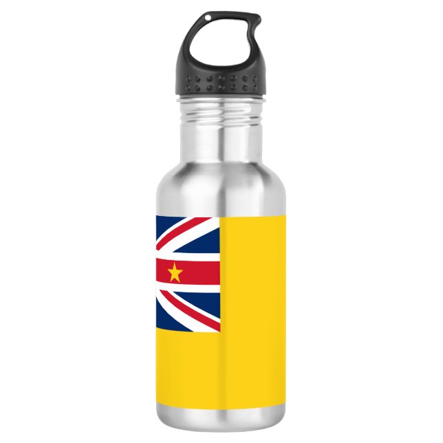 Niuean flag paper cup 532 ml water bottle (Front)