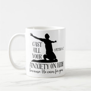 NIV 1 Peter 5:7 Cast All your Anxiety on Him Bible Coffee Mug