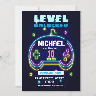 Niveau 10 Jeu déverrouillé Invitation Anniversaire